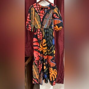 Maude Vivante Maxi Dress Medium Short Sleeve Orange/Black